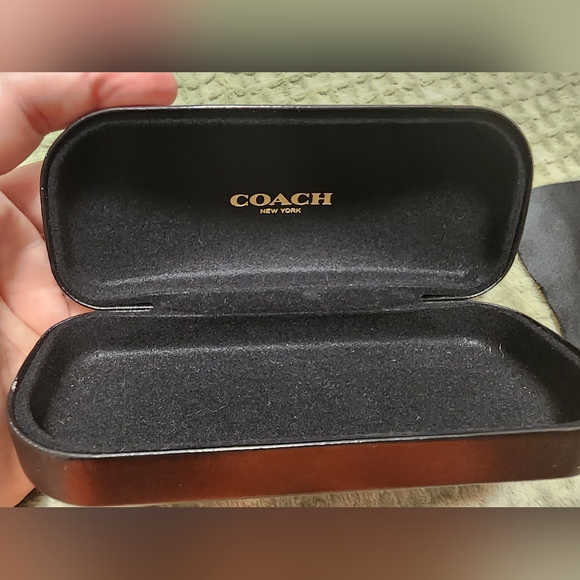 Coach Glasses Case with Cleaning Cloth, Black Leather - Picture 6 of 7
